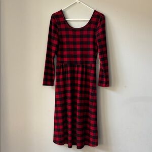 Old Navy Red and Black Plaid Long Sleeve Dress